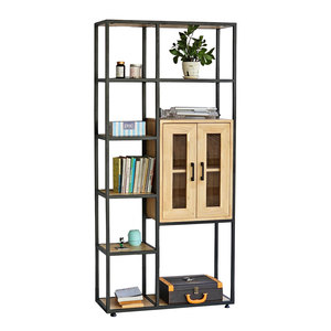 Étagère décorative pour salon 80x30x170cm KTB68173 avec armoire en bois de caoutchouc et structure en fer - Product Image 1