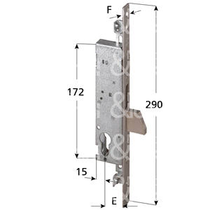 CERRADURA para montantes, triple perno oscilante delantero. Varillas DE ACERO INOXIDABLE 06441 no incluidas cilindro con forma no incluida - Product Image 1