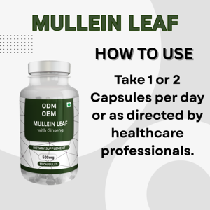 Marque privée OEM 90 capsules de feuille de molène Santé immunitaire 60pcs Capsules de gélules d'extrait de feuille de molène naturelle - Product Image 3