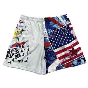 Men's Polyester/Cotton Satin Summer High Streetwear <b>Mesh</b> Shorts Sublimation Transfer Print Double Layer Designer Lining Solid - Product Image 6