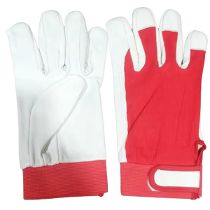 Gants de sport en cuir de vache rouge combinaison rouge blanc avec tissu gants de main utilisés gants de travail produit multi-usages - Product Image 1