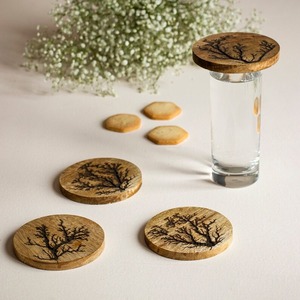 Dessous de verre rond écologique en bois de manguier naturel fait à la main 10x10cm ARTISAN CRAFT Couleur et logo personnalisés - Product Image 6