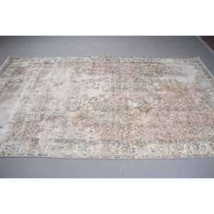 Alfombra Turca Vintage Grande de 5.7x9.9 pies, Alfombra con Borde Azul de Lana - Product Image 3