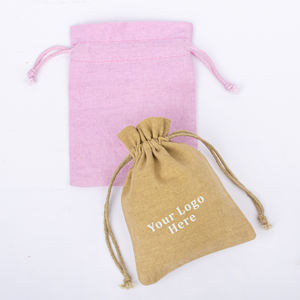 Ensemble de deux sacs à cordon en coton pochettes écologiques imprimées sur mesure pour emballage et cadeaux sacs en tissu réutilisables pour bijoux - Product Image 4