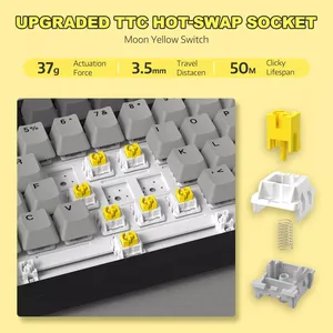 Clavier mécanique Ajazz AK820, disposition 75%, hot-swap, bouton métallique, USB-C filaire pour les joueurs Windows et <span class=keywords><strong>Mac</strong></span>, clavier de jeu de bureau - Product Image 5
