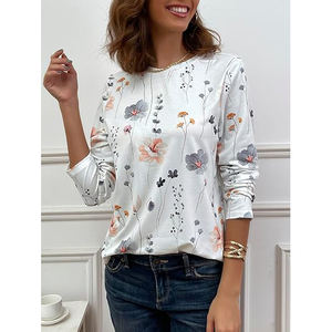 Camisetas de Manga Larga para Mujer, Tejido de Punto, Impresión Digital, Material Suave, Ropa Casual, Transpirable, Antibolitas, Secado Rápido - Product Image 4