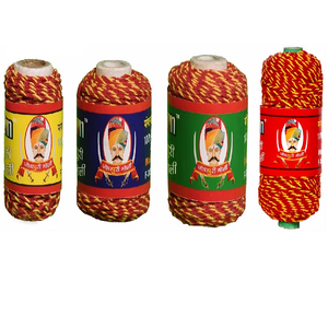 Fil de coton spirituel pour pooja hindoue avec desig rouge et jaune pour une connexion divine focale améliorée - Product Image 1