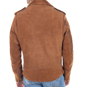 Bronze Cowboy Suede Leather <b>Jacket</b> for <b>Men</b> Vintage Rodeo Style Hip Hop Winter <b>Festival</b> Outerwear Plain Dyed Zipper Closure ODM - Product Image 4
