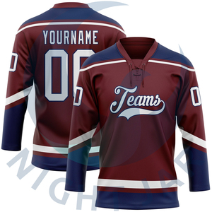 Conjuntos de Camisetas de Hockey sobre Hielo para Adultos al por Mayor, Cosidas, 100% Poliéster, Transpirables, de Secado Rápido, Anti-UV, con Nombre de Equipo Personalizado, Alta Calidad, OEM - Product Image 6