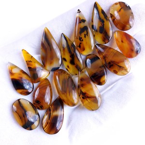DHORGEMS Vente en gros de pierres précieuses en agate naturelle du Montana, cabochons en vrac, coupes en poire/ovales pour la fabrication de bijoux - Product Image 1