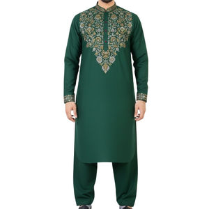Magnifique Salwar Kameez Traditionnel Ethnique Longue pour Hommes, Broderie Machine Afghane, Vêtement de Fête, Confortable, Haute Qualité - Product Image 5