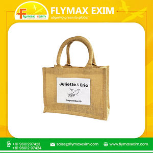 Tissu de jute naturel 100% fait à la main sacs à provisions écologiques à la mode et fonctionnels Mini motif personnalisé rayé en vente - Product Image 2