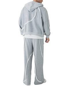 Customized Men's High Quality <b>Oversized</b> Heavyweight Baggy Trouser With Custom Logo Cotton <b>Fleece</b> Casual Zipper <b>Hoodie</b> Tracksuits - Product Image 2