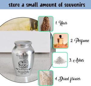 Personalized Baby <b>Mini</b> Urn Stainless Steel Decorative Keepsake Urn Engraved Memorial Urn for Loss of Child Custom Size Silver - Product Image 4