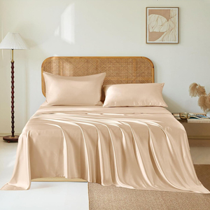Best-seller 400TC Drap-housse de luxe en soie émulation Draps de lit haut de gamme en satin King and Queen Size pour la maison et l'hôtel - Product Image 4