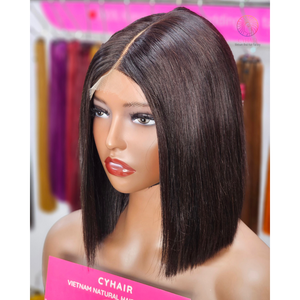 วิกผมสีดำบ๊อบวิกผมมนุษย์ผมจริงผมจริงแบบเรมี่สองเส้นผมตรง Huan เรียบมาก - Product Image 3