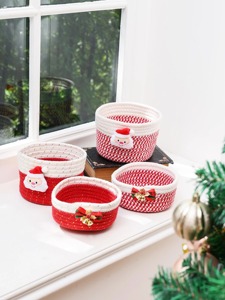 Panier en macramé fait main pour Noël, organisateur de rangement pour les fêtes, décoration élégante pour la maison, parfait pour offrir en cadeau et pour une utilisation festive, en provenance d'Inde - Product Image 6