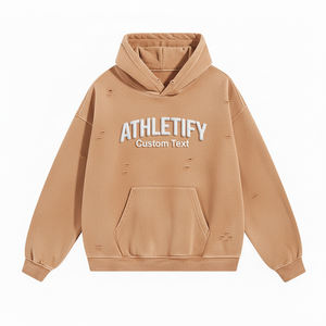 Distressed Hoodie for Men With Ripped <b>Details</b> Casual Streetwear Pullover for Comfortable Fashion and Everyday Wear - Product Image 1