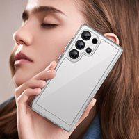 Nouvelle coque de téléphone légère en TPU souple transparent avec boutons électroplaqués en acrylique coloré, design uni MOF-004
