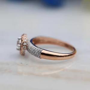 14K แหวนแต่งงานหมั้นประดับเพชรสำหรับห้องแล็บสีโรสโกลด์พร้อมชุดเครื่องประดับเพชรทรงกลมของขวัญสำหรับงานเลี้ยงของเธอ - Product Image 2