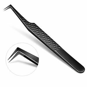 Pince à cils de précision noire à pointe en L, outil d'extension de cils, manche antidérapant, outil pour volume de cils - Product Image 2