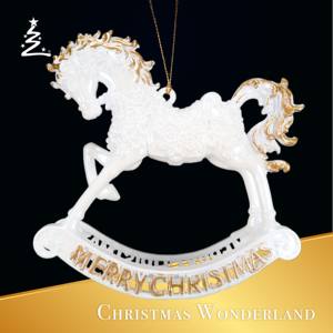 ของตกแต่งรูปม้าสีขาวทองมันวาวใช้ตกแต่ง3D คริสมาสต์รูปม้า - Product Image 2