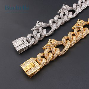 18K Gold Plated 20mm Iced Out Leopard Cuban Bracelet <b>For</b> <b>Men</b> - Product Image 5