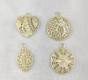 Dije Pequeño de Latón Chapado en Oro con Forma de Flor y Piedra Preciosa de 12 mm, para Fabricación de Joyas, Collares y Accesorios de Moda - Product Image 4