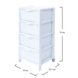 Cassettiera in plastica a 4 cassetti 38x39.5x76 cm bianco/tortora grigio/grigio-per camera da letto e mobiletto bagno - Product Image 2