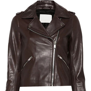 Chaqueta de Cuero de Piel de Oveja Genuina para Mujer, Talla Grande, Impermeable, Cortavientos, Transpirable, Estampada, Negra, Estilo Urbano, Venta al por Mayor - Product Image 1