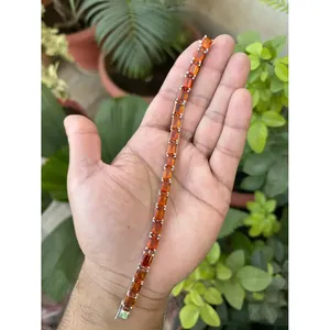 สร้อยข้อมือเทนนิสเงินแท้ 925 ประดับซิทริน เครื่องประดับที่หรูหราและมีสไตล์ - Product Image 4