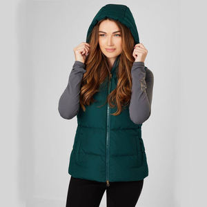 Gilet matelassé noir à capuche pour femme avec fermeture éclair, coupe-vent, vêtement d'extérieur décontracté - Product Image 4