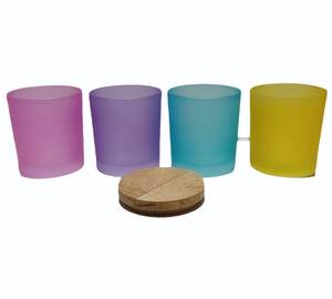 Pot en verre givré à fond rond en gros avec couvercle en bambou Vide Coloré Givré Ambre Noir Transparent Impression Saint-Valentin Type Cylindre - Product Image 3