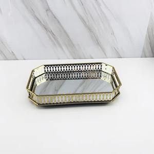 Gran oferta, lujo, excelente restaurante de Metal, bandeja decorativa con espejo, Bandejas para servir decentes, última llegada - Product Image 6