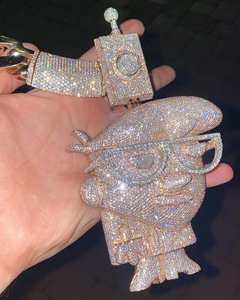 Pendentif personnalisé en moissanite VVS véritable toucher or blanc 14K, pendentif personnalisé en moissanite, - Product Image 5