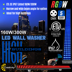Proyectores LED de Alta Potencia ETL de 160W 200W 250W 300W con Control DMX Inalámbrico RGBW para Iluminación Exterior de Edificios Altos - Product Image 2