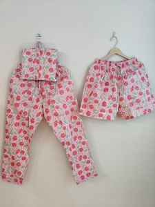 <b>Women's</b> 100% Cotton V-Neck Long Sleeve Lounge Sleep Set-Button Fly Jogger Pants Floral Print Full-Length Luxury <b>Summer</b> <b>Pajamas</b> - Product Image 6