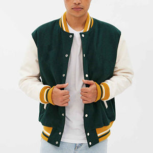 Chaqueta de Béisbol con Parches Personalizados de Nuevo Diseño 2026 para Hombre y Mujer, Mangas de Cuero Genuino de Alta Calidad, Ropa Universitaria - Product Image 1