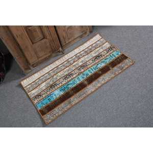 1.8x3.1 ft Rug, Turkish Rug, Vintage <b>Brown</b> <b>Wool</b> Animal Print Rug - Product Image 1