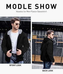 เสื้อฮู้ดสำหรับผู้ชายขนาดใหญ่พิเศษผ้าฟลีซซับในมีซิปรูดผ้าขนแกะขั้วโลกน้ำหนักเบาออกแบบโลโก้ได้ตามต้องการ - Product Image 4