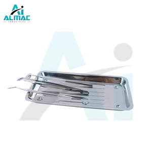Bandeja de placa cuadrada de acero inoxidable reutilizable, herramienta de Instrumentos dentales manuales, bandeja quirúrgica Dental, suministros de instrumentos de laboratorio - Product Image 1