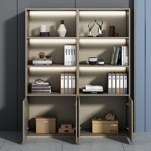 Meuble de rangement moderne en mélamine de style industriel, sans tiroirs, avec étagères ouvertes, pour bureau et maison - Product Image 3