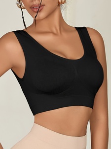 เสื้อชั้นในกีฬาผู้หญิงแบบขายส่ง ซัพพอร์ตสูง ดีไซน์เรียบง่าย ป้องกันแบคทีเรีย โลโก้ด้านหน้า ยืดหยุ่น แห้งเร็ว เหมาะสำหรับโยคะและฟิตเนส - Product Image 2