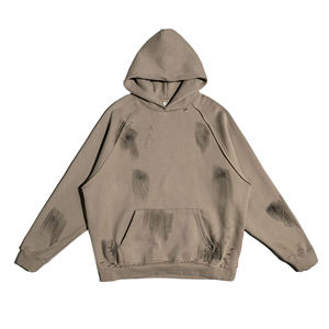 Meilleur prix Streetwear French Terry Cotton Washed Distressed Hoodies 100% Cotton Winter Distressed Hoodie - Product Image 1