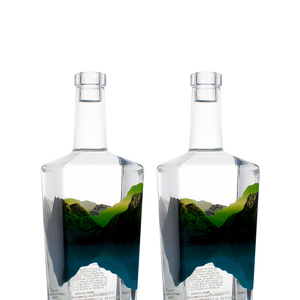 Botellas de vidrio de impresión digital de diseño de lujo de gama alta personalizadas para bebidas de licor whisky <span class=keywords><strong>Gin</strong></span> 700 ml botella cuadrada de vidrio de whisky - Product Image 5