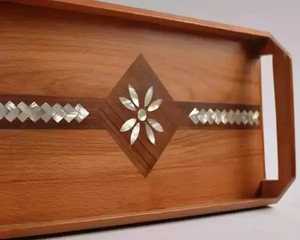 Exquisita Bandeja Multifuncional para Postres con Diseño Árabe, Incrustaciones de Madera y Nácar, Ideal para Regalos de Ramadán, Diwali, Eid y Festividades en el Hogar - Product Image 6