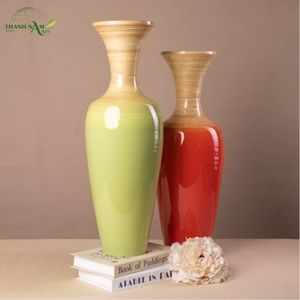 Jarrón Alto de Bambú Hilado, Estilo Art Deco, Decoración de Mesa Ecológica y Duradera, Donde el Color se Une al Ritmo Natural - Product Image 1