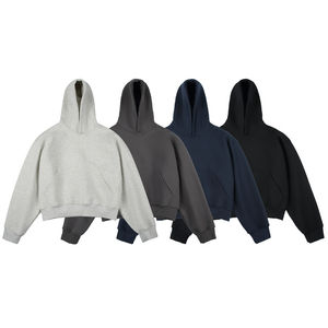 Personnalisé 400GSM Lourd 100% Coton Éponge Française Surdimensionné Baggy Boxy Pull Court Vêtements d'Hiver Sweat à Capuche de haute qualité - Product Image 2