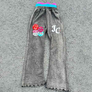 ชุดเซ็ตเสื้อฮู้ดดี้และกางเกงจ็อกเกอร์ผ้าฝ้าย 100% คุณภาพสูง แบบซิปสามชั้น สไตล์สตรีทแวร์สำหรับฤดูหนาว ผลิตตามแบบ OEM ดีไซน์ทำเก่า - Product Image 2