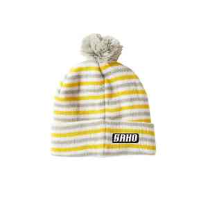 <b>Double</b> stripe GAA beanie hat with knitted detail fleece lining and club badge OEM MOQ Pakistan - Product Image 5